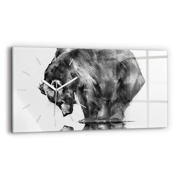 Glass wall clock rectangular Cartoon bear