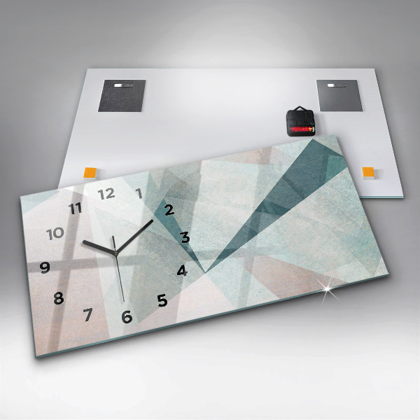 Glass wall clock rectangular Triangles Abstract Texture