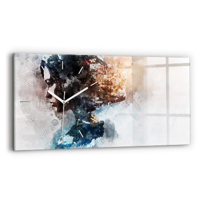 Glass wall clock rectangular The Past In The Back Of The Head