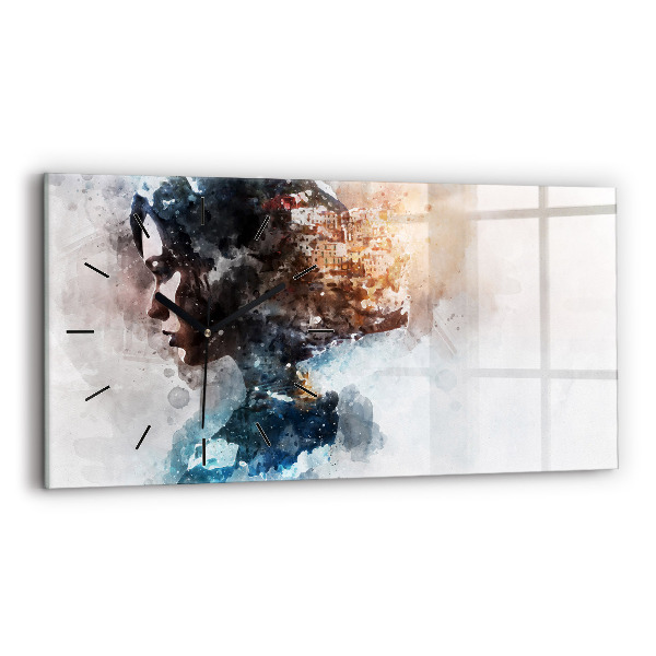 Glass wall clock rectangular The Past In The Back Of The Head
