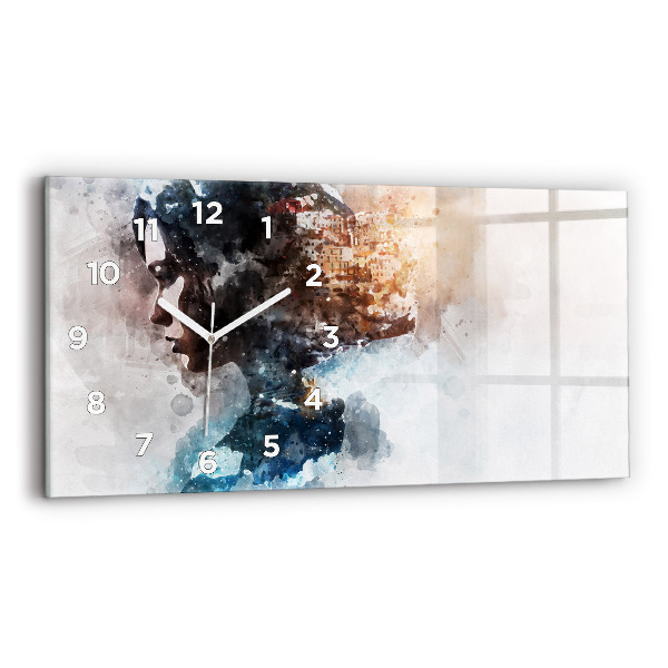 Glass wall clock rectangular The Past In The Back Of The Head
