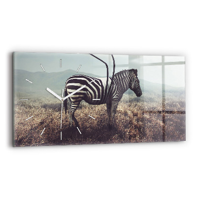 Glass wall clock rectangular Zebra – Abstraction