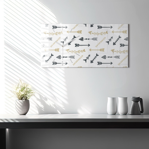 Glass wall clock rectangular Geometric hipster pattern