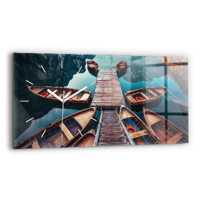 Glass wall clock rectangular Pier and Lake