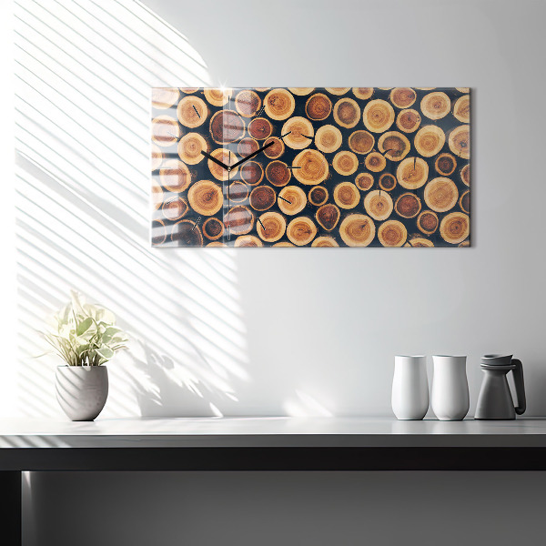 Glass wall clock rectangular Wood