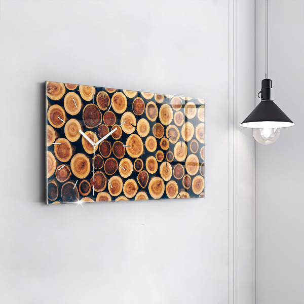 Glass wall clock rectangular Wood