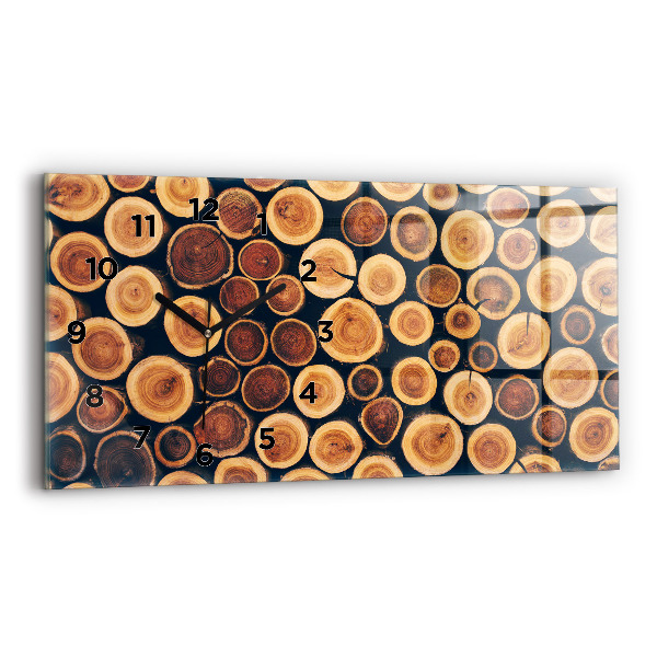 Glass wall clock rectangular Wood