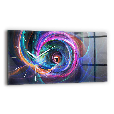 Glass wall clock rectangular Colorful Fractal