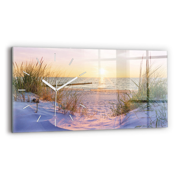 Glass wall clock rectangular Polish Sunny Sea