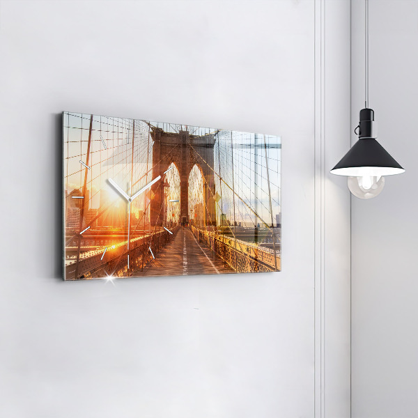 Glass wall clock rectangular Brooklyn Bridge NYC