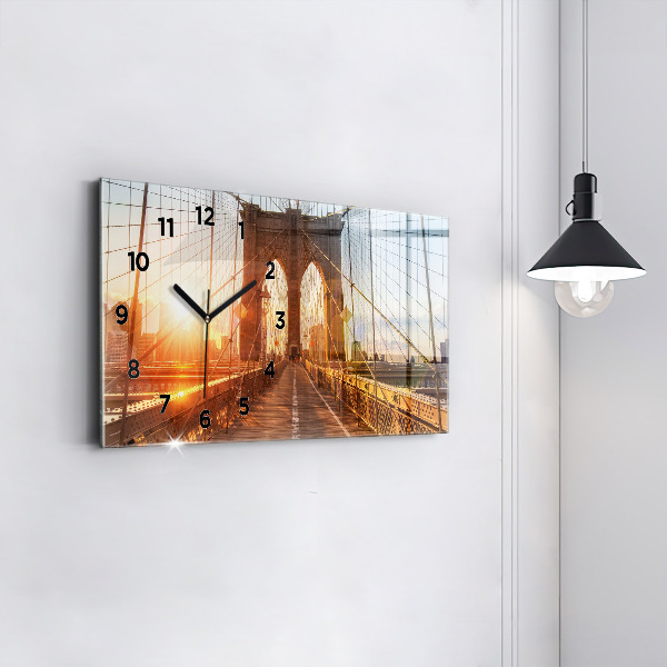 Glass wall clock rectangular Brooklyn Bridge NYC