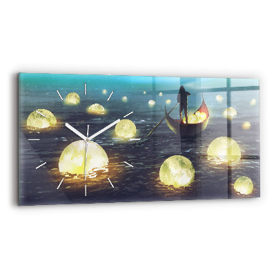 Glass wall clock rectangular Abstraction