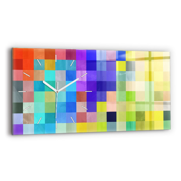 Glass wall clock rectangular Composition of Squares