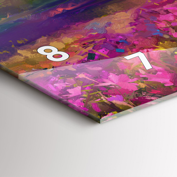 Glass wall clock rectangular Meadow in the sunset