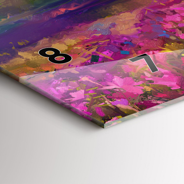 Glass wall clock rectangular Meadow in the sunset