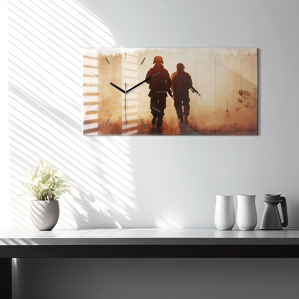 Glass wall clock rectangular United States Marines
