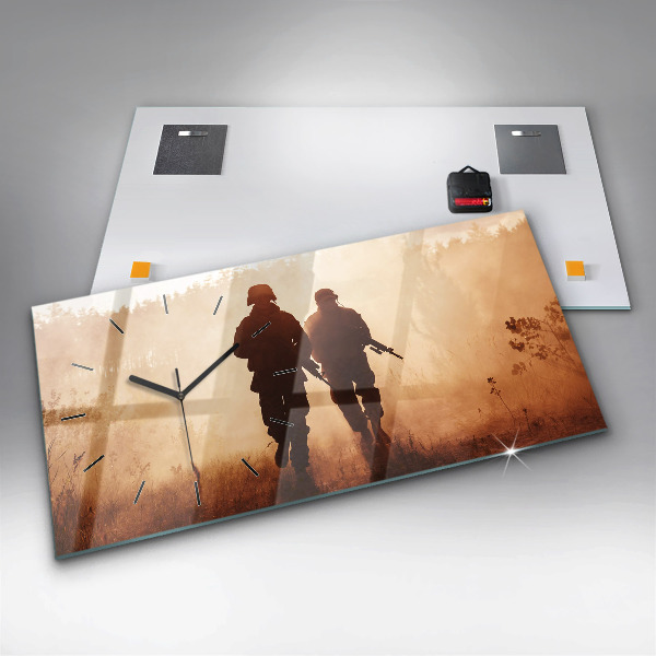 Glass wall clock rectangular United States Marines