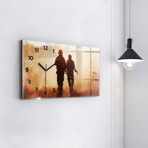 Glass wall clock rectangular United States Marines