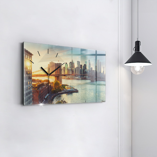 Glass wall clock rectangular New York Manhattan