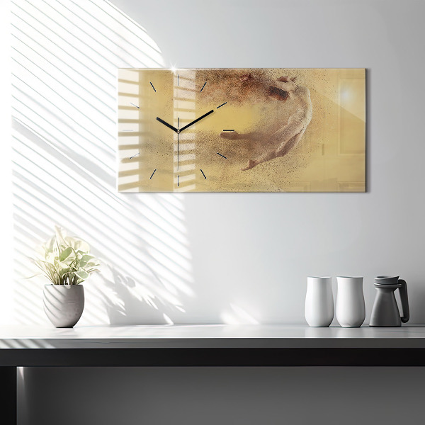 Glass wall clock rectangular Woman in figure