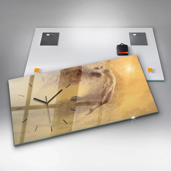 Glass wall clock rectangular Woman in figure