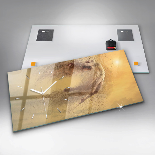 Glass wall clock rectangular Woman in figure