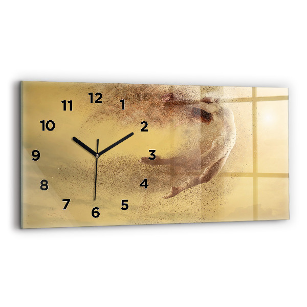 Glass wall clock rectangular Woman in figure