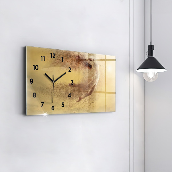 Glass wall clock rectangular Woman in figure