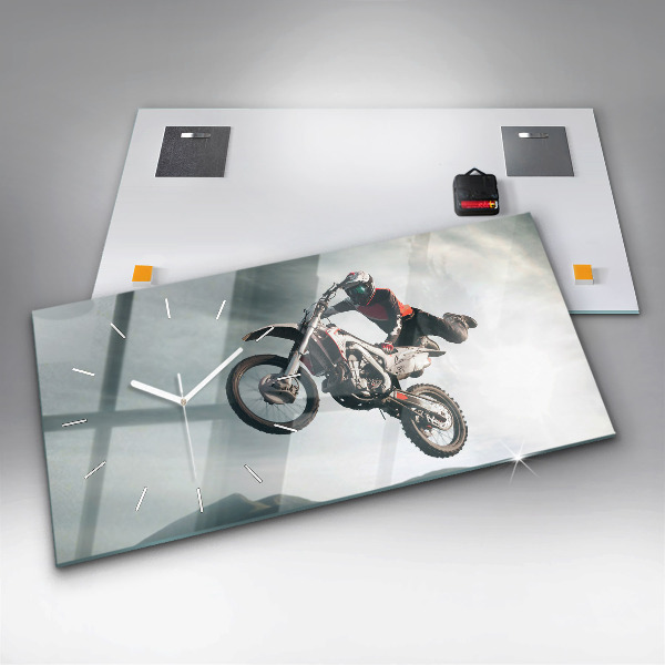 Glass wall clock rectangular Motor Style Adrenaline