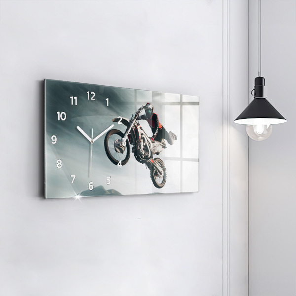 Glass wall clock rectangular Motor Style Adrenaline