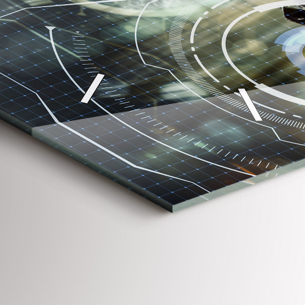 Glass wall clock rectangular Soldier with a gun