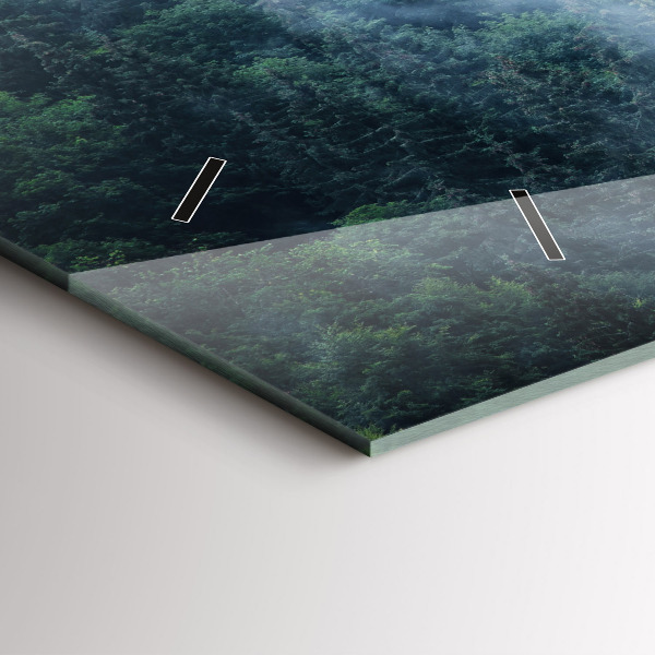 Glass wall clock rectangular Misty Mountain Landscape