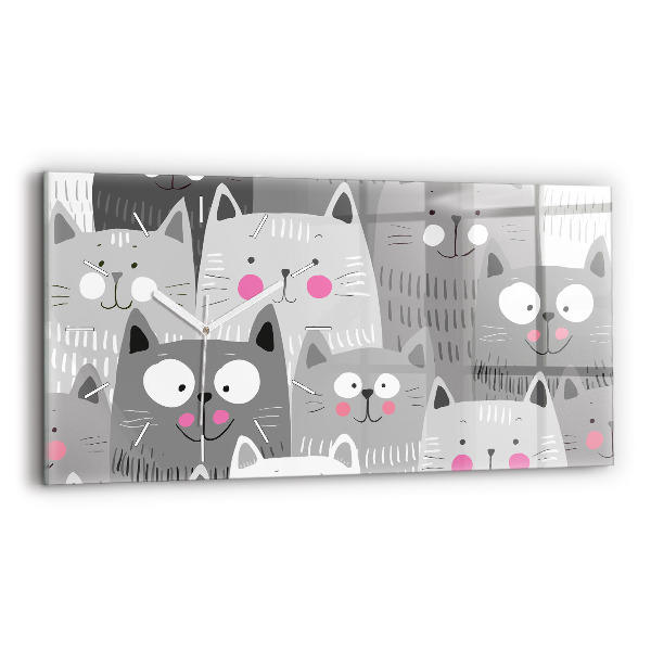 Glass wall clock rectangular Pattern with cats