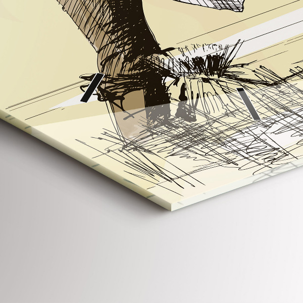 Glass wall clock rectangular Woman picking rice