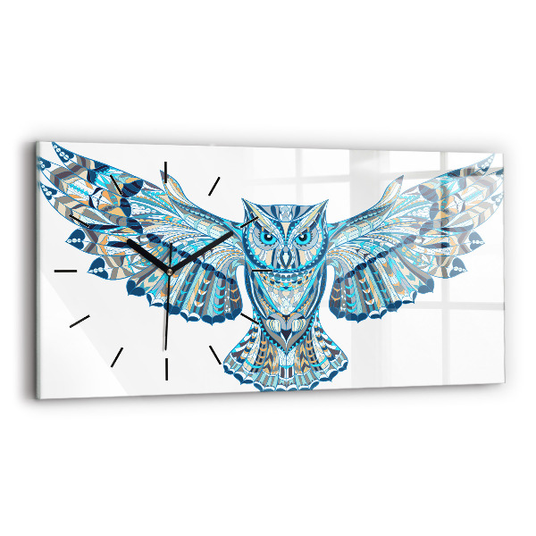 Glass wall clock rectangular Owl in flight