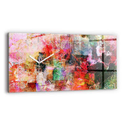Glass wall clock rectangular Abstract composition