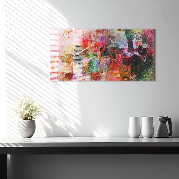 Glass wall clock rectangular Abstract composition