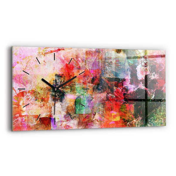 Glass wall clock rectangular Abstract composition