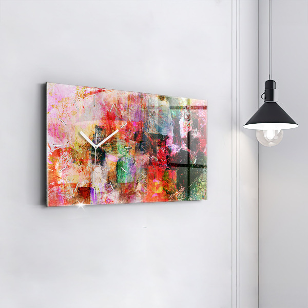 Glass wall clock rectangular Abstract composition