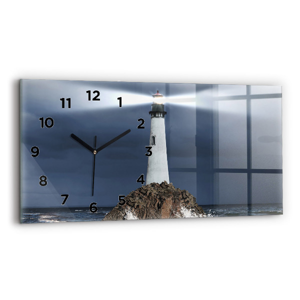 Glass wall clock rectangular Lighthouse