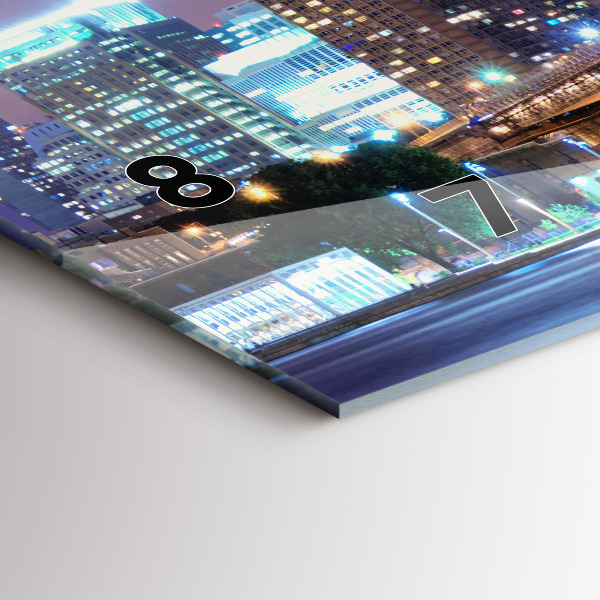Glass wall clock rectangular Brooklyn Bridge and East River