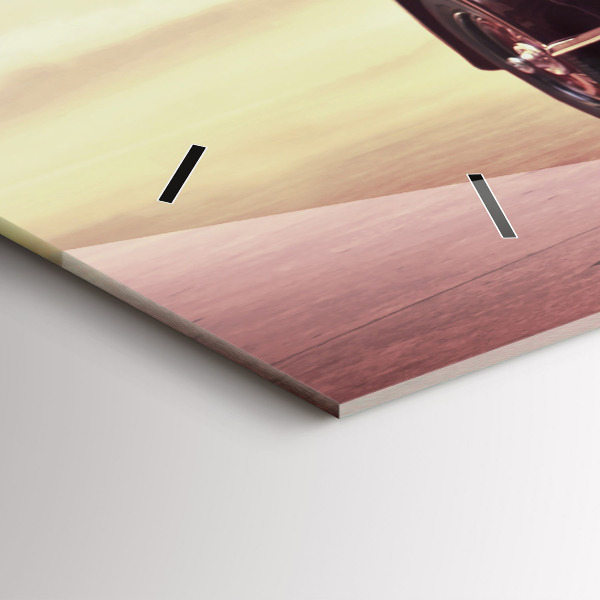 Glass wall clock rectangular Vintage car