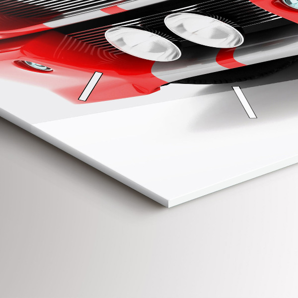 Glass wall clock rectangular Sports car