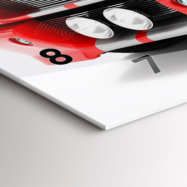 Glass wall clock rectangular Sports car