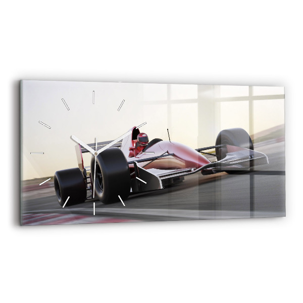 Glass wall clock rectangular Sports racing car