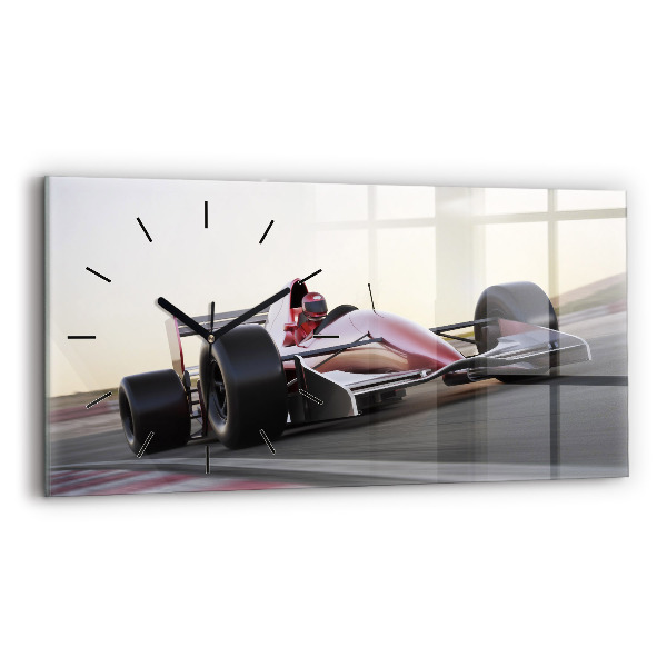 Glass wall clock rectangular Sports racing car
