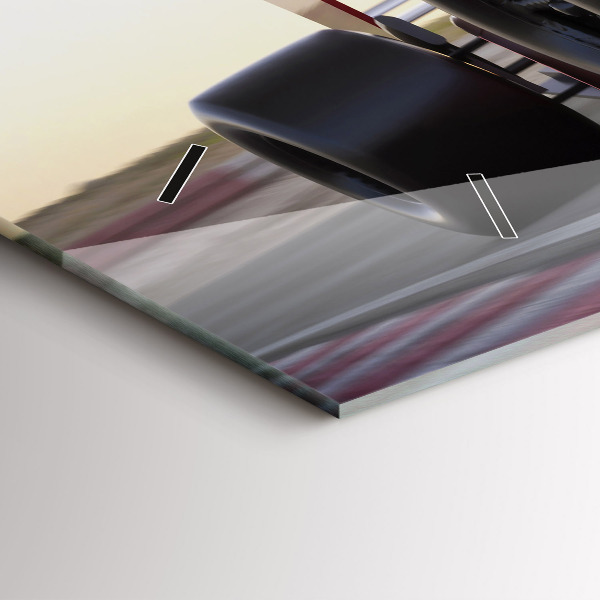 Glass wall clock rectangular Sports racing car