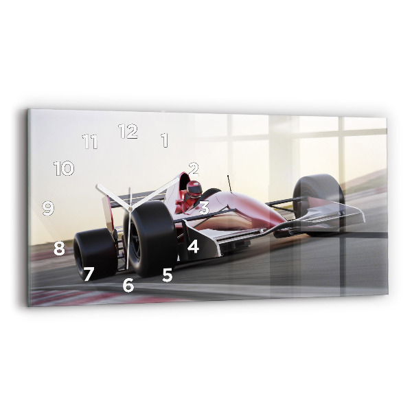 Glass wall clock rectangular Sports racing car