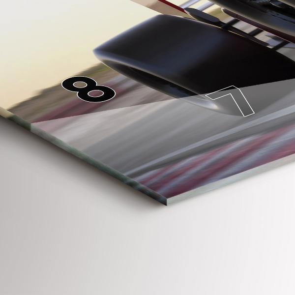 Glass wall clock rectangular Sports racing car