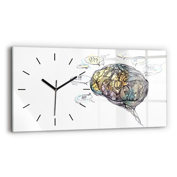 Glass wall clock rectangular Artistic representation of the brain